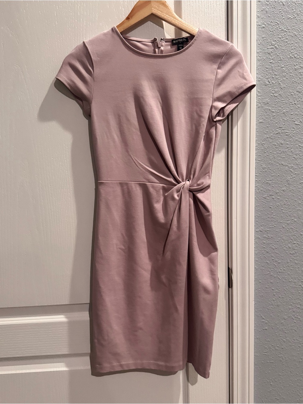 Express Mauve Pink Knot-Detail Sheath Dress